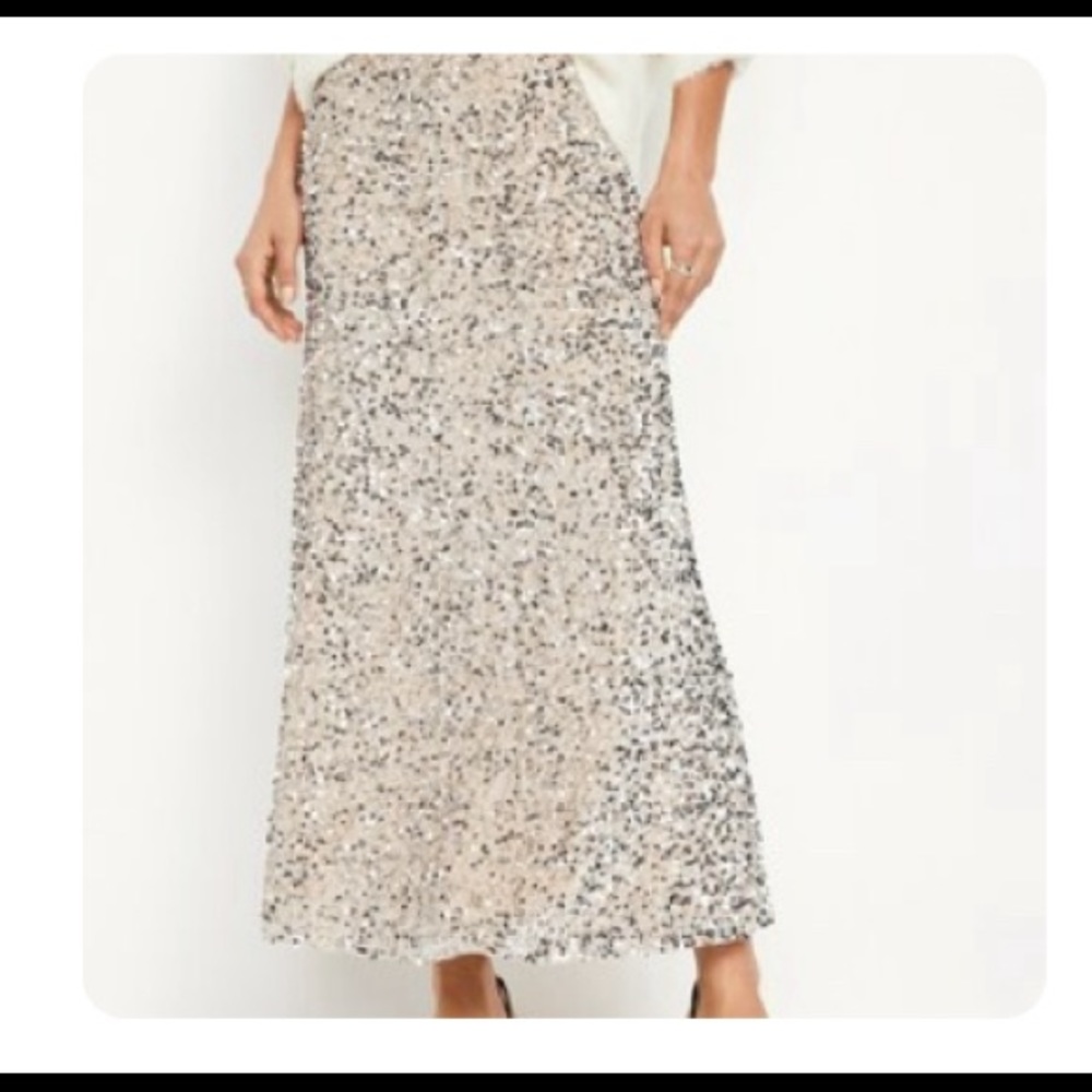 Sequin A-line Maxi Skirt